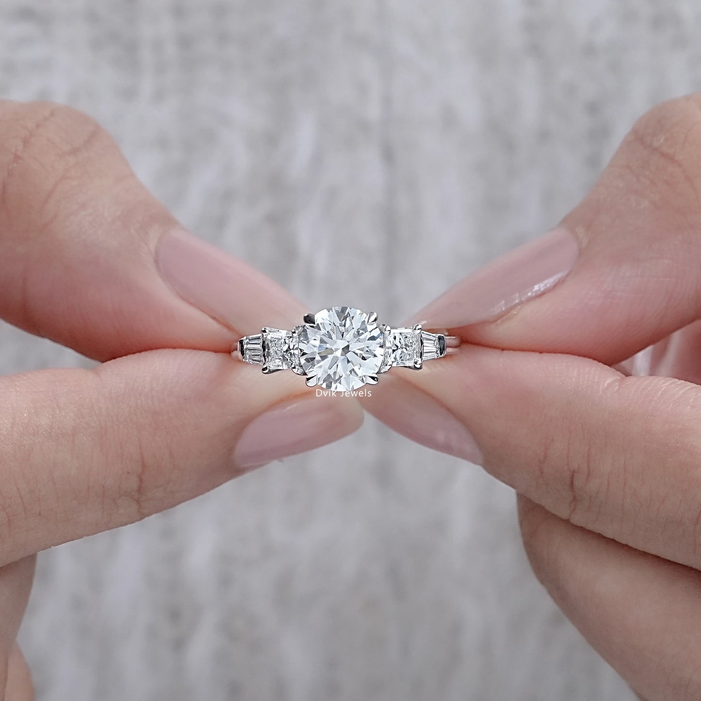Princess And Round Cut Lab Diamond Five Anniversary Ring