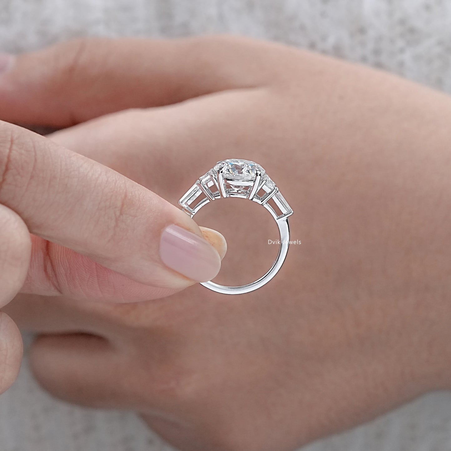 Trapezoid And Tapered Baguette Lab Diamond Five Stone Ring