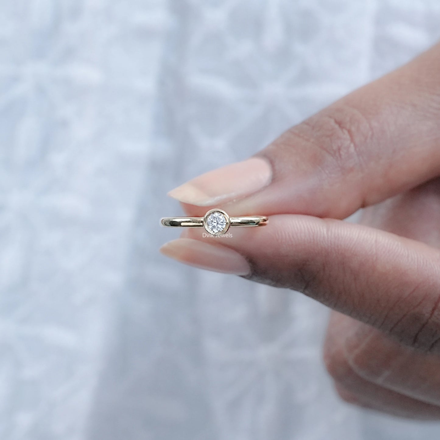Bezel Set Round Diamond Solitaire Engagement Ring