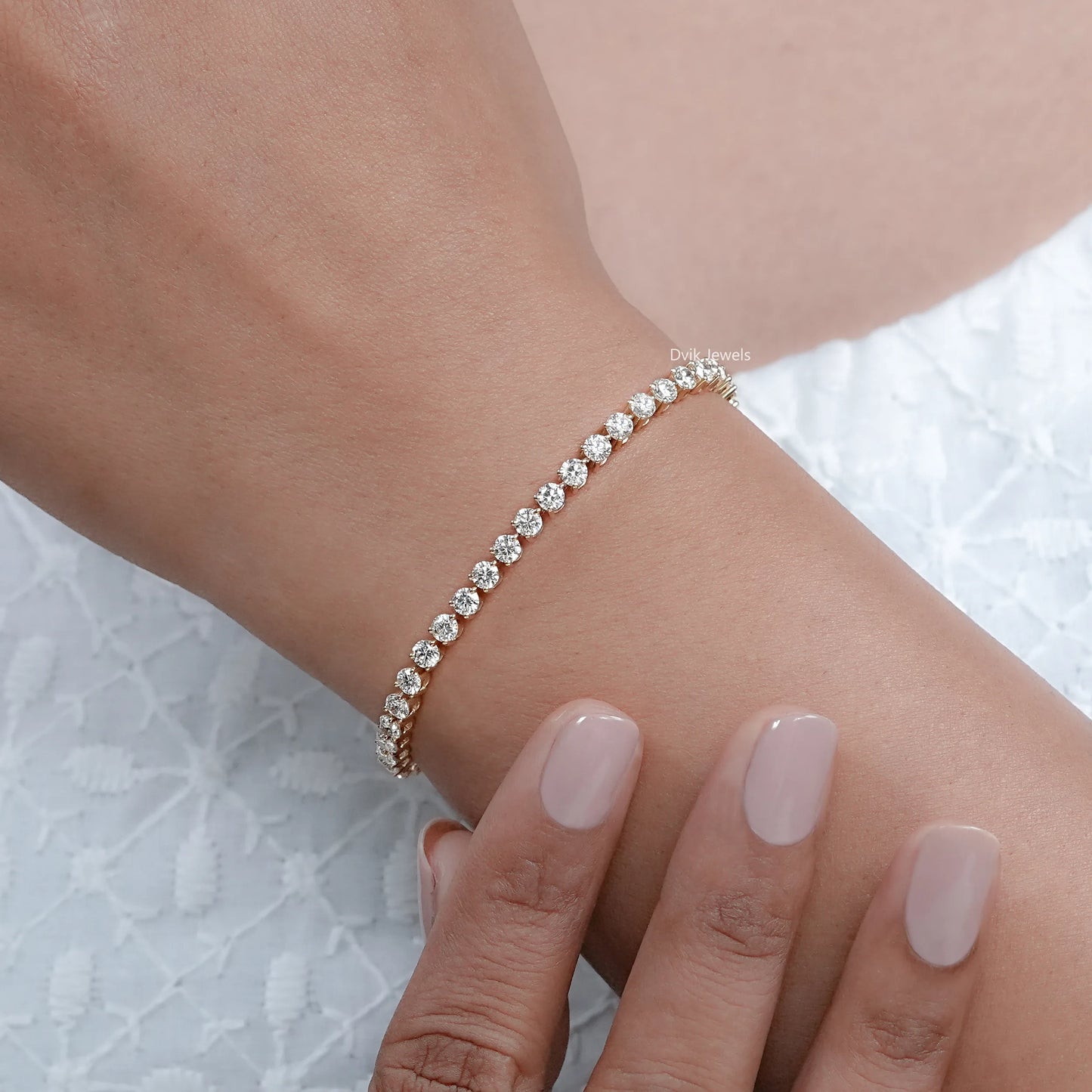 Round Cut Lab Grown Diamond Tennis Bracelet