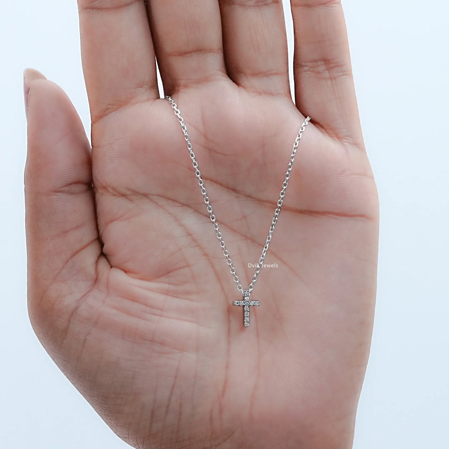 Round Cut Lab Diamond Cluster Set Cross Pendant