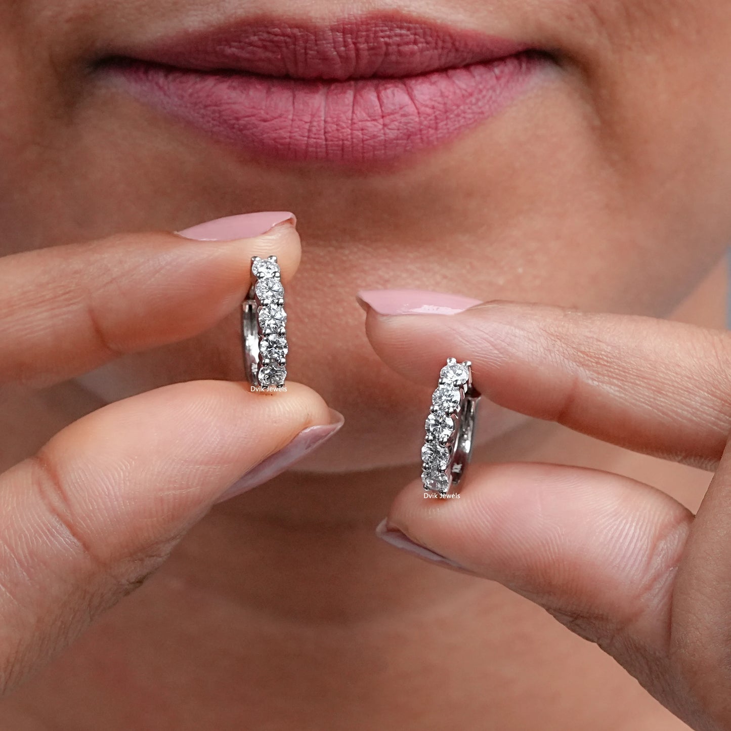 Round Lab Diamond Dainty Hoop Earrings