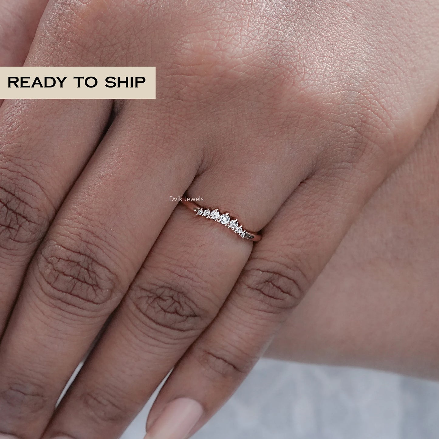Round Diamond Curved Shaped Wedding Band
