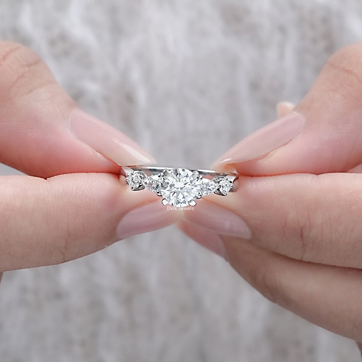 Round Cut Five Stone Engagement Ring