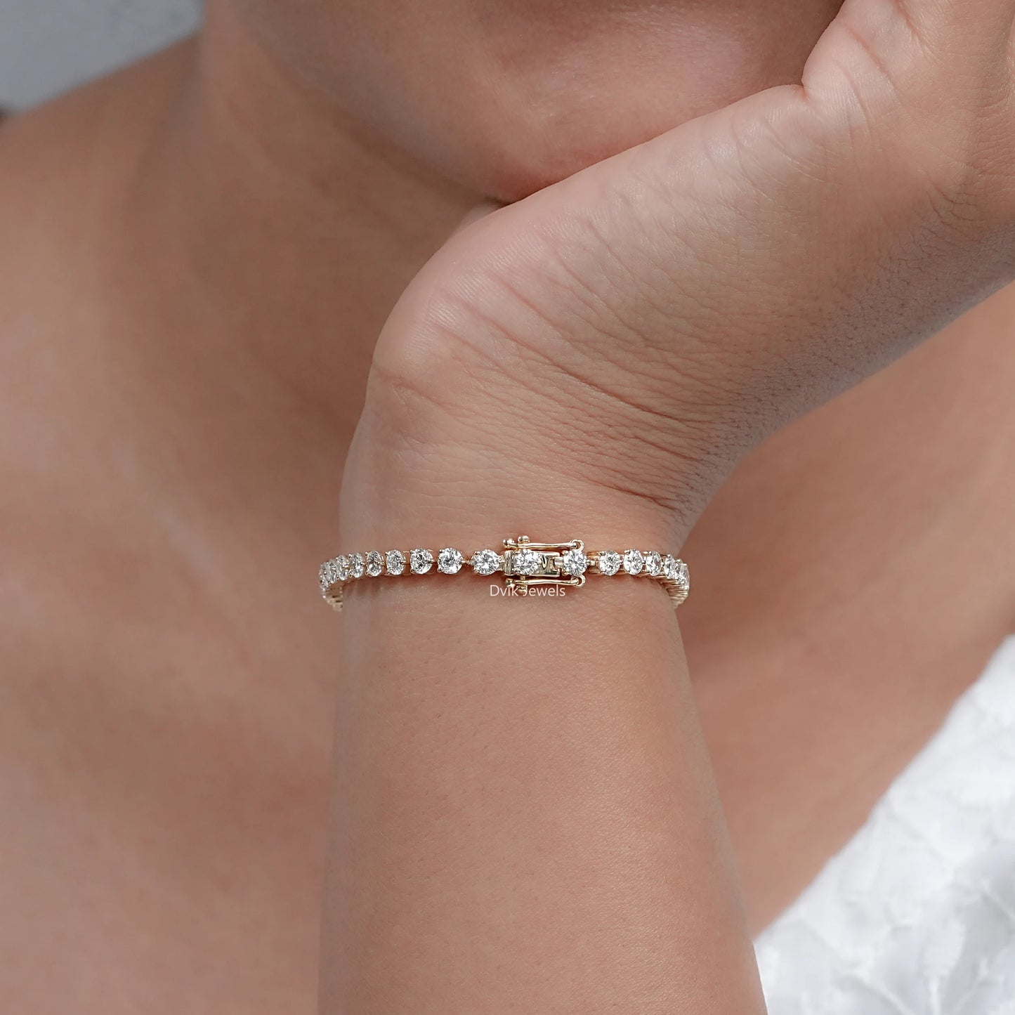 Round Cut Lab Grown Diamond Tennis Bracelet