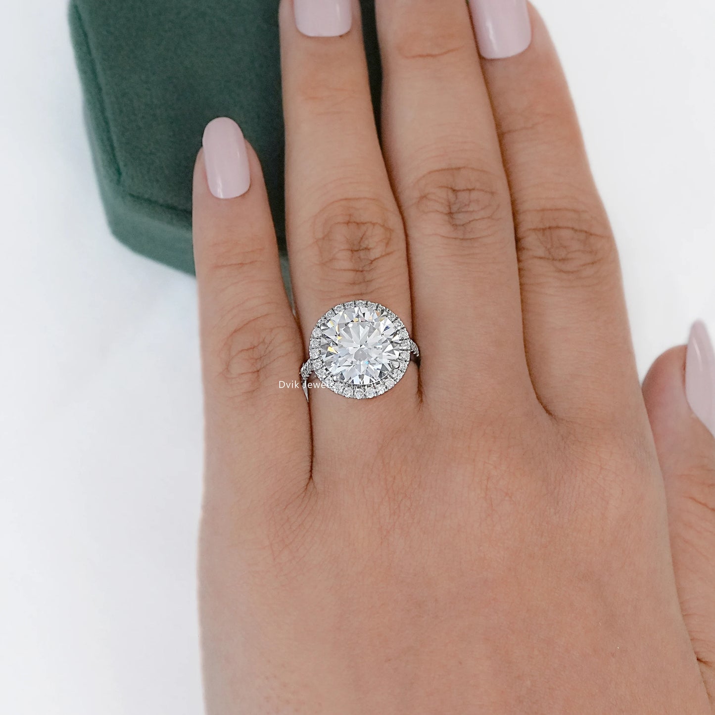 6 CT Round Cut Lab Diamond Halo Accent Wedding Ring