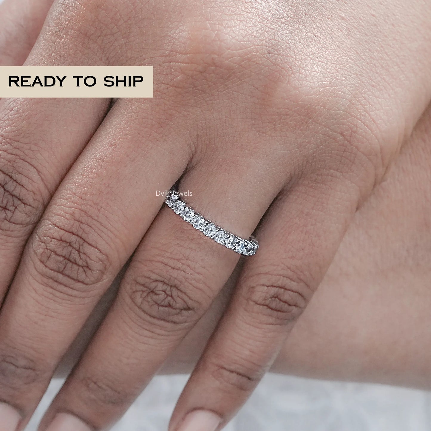 Round Lab Diamond Eternity Wedding Band