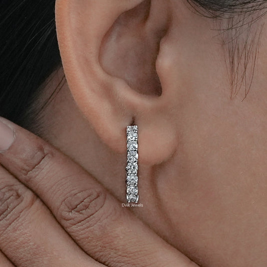 Round Cut Lab Diamond Hoop Earrings