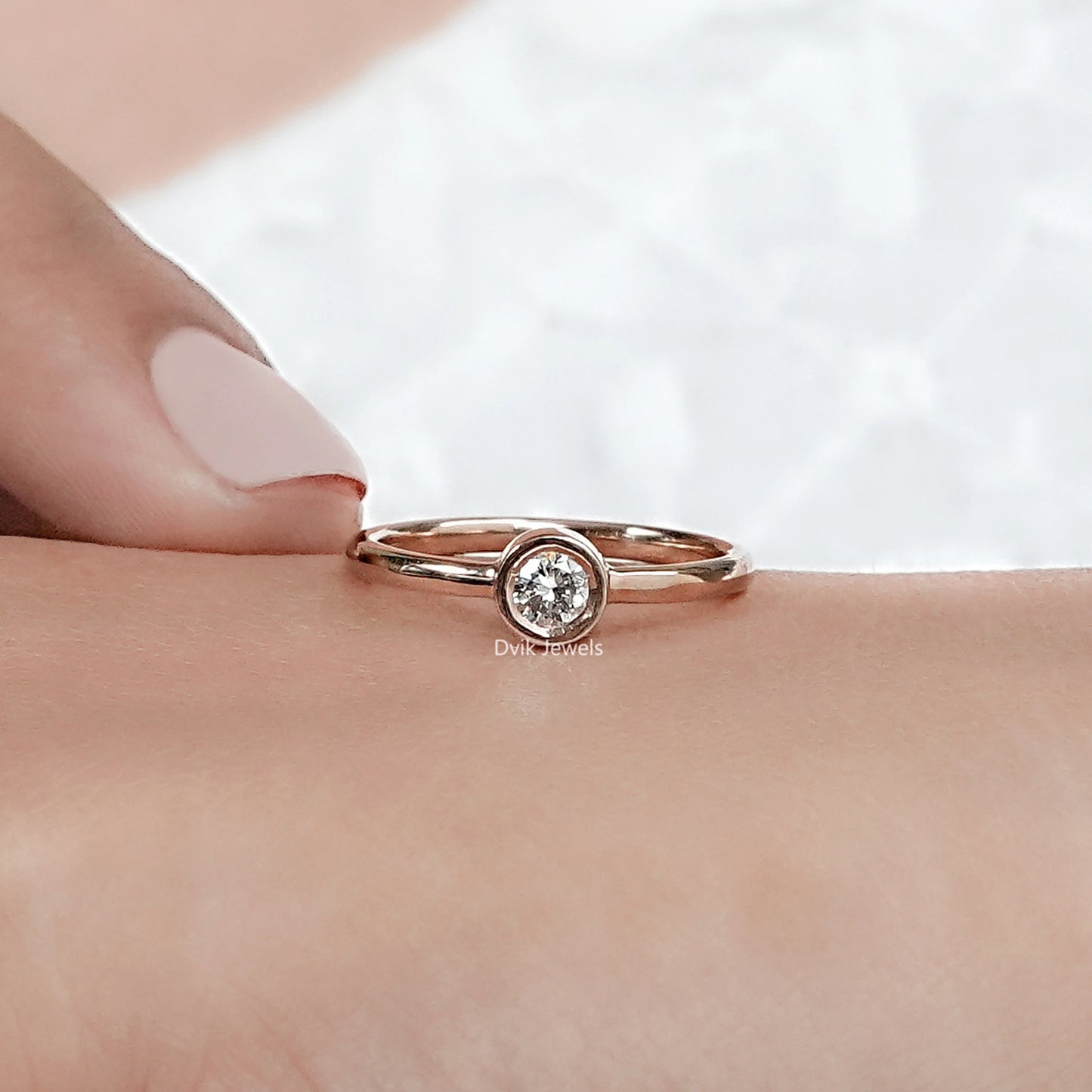 Round Diamond Bezel Set Solitaire Ring