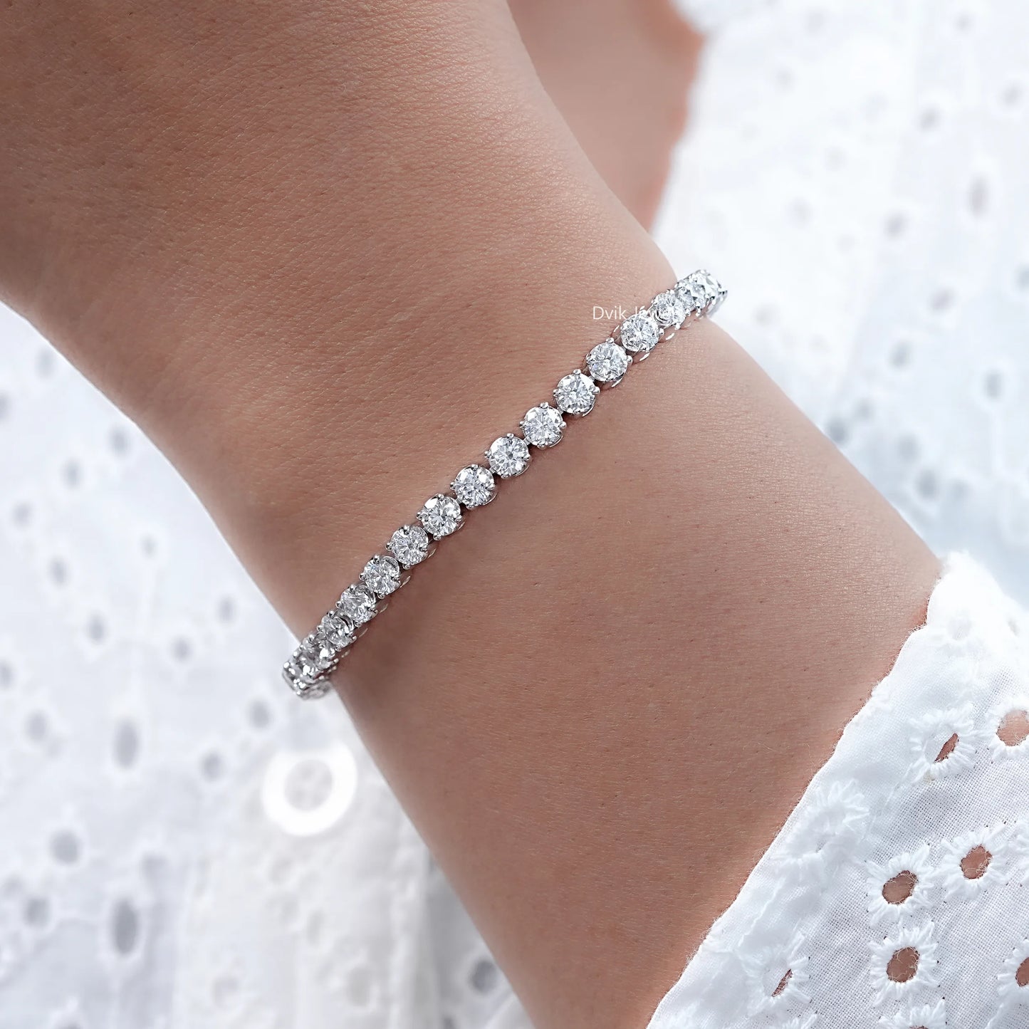 Brilliant Round Cut Lab Diamond Tennis Bracelet