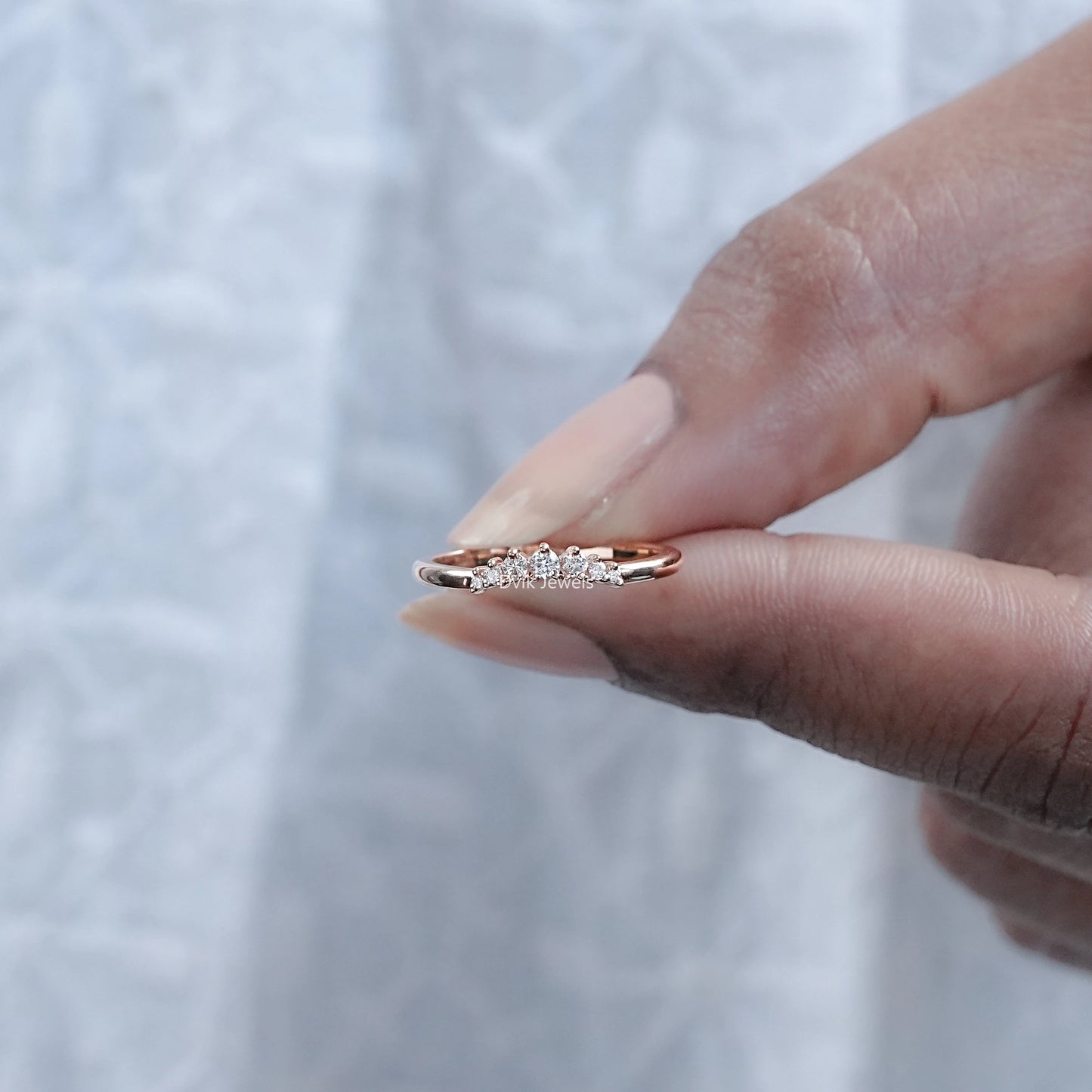 Round Cut Lab Diamond Seven Stone Wedding Band
