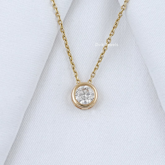 Round Cut Lab Grown Bezel Pendant