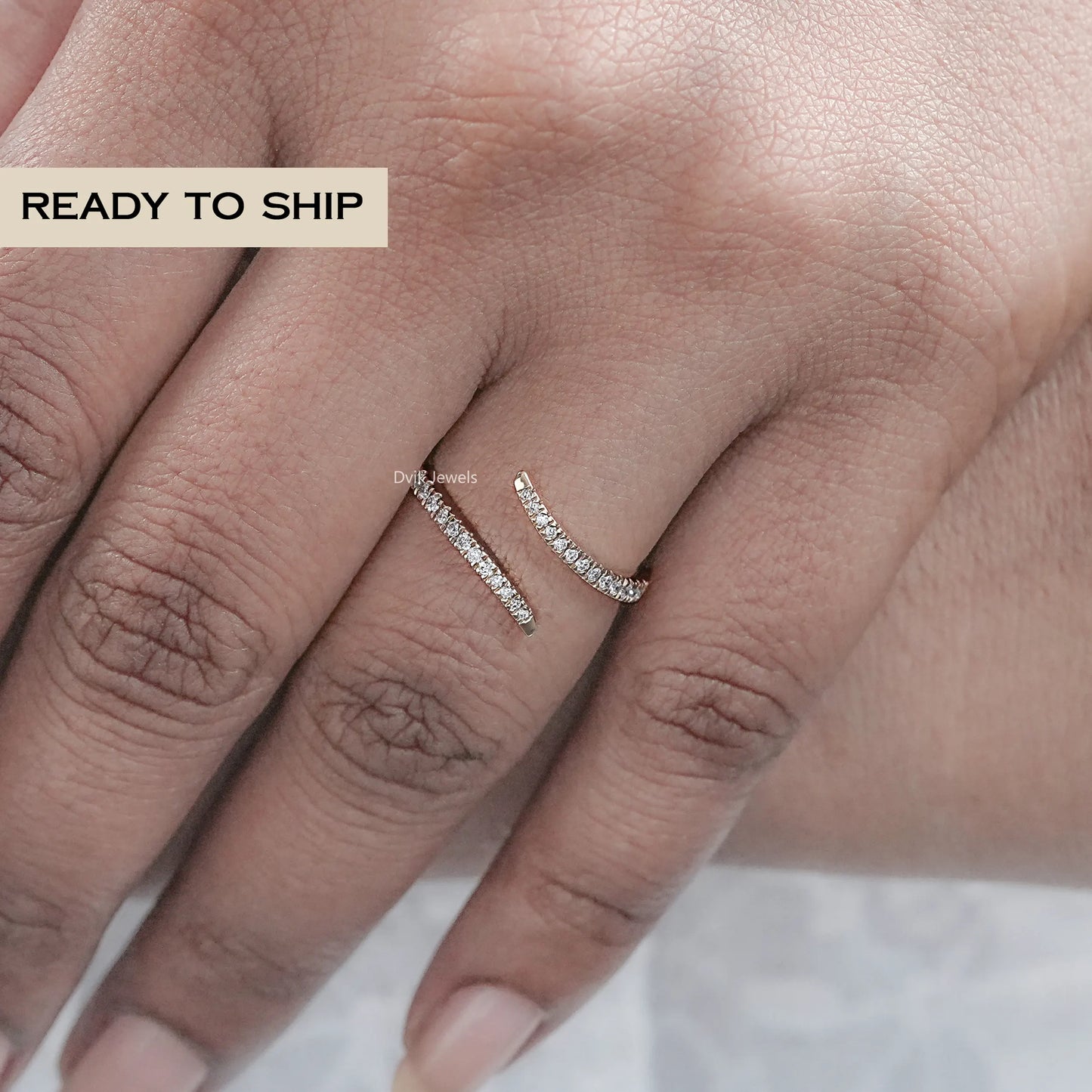 Round Diamond Open Bypass Wedding Ring