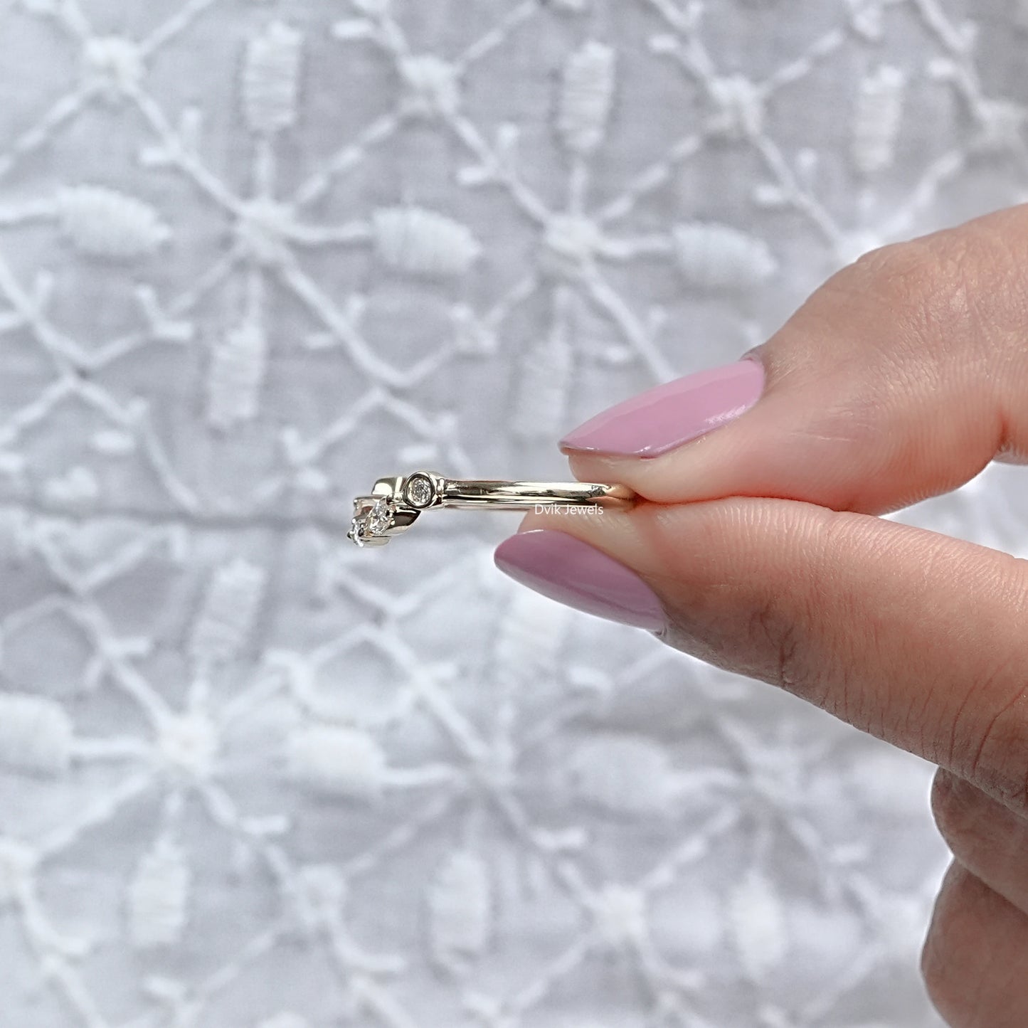 Marquise Diamond Curved Wedding Band