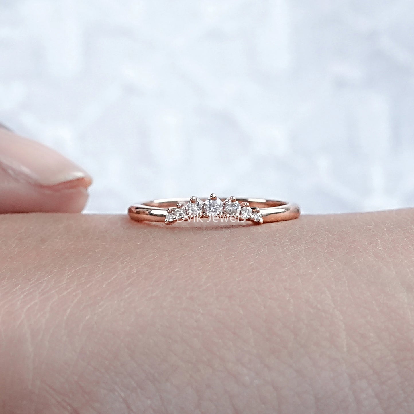 Round Cut Lab Diamond Seven Stone Wedding Band