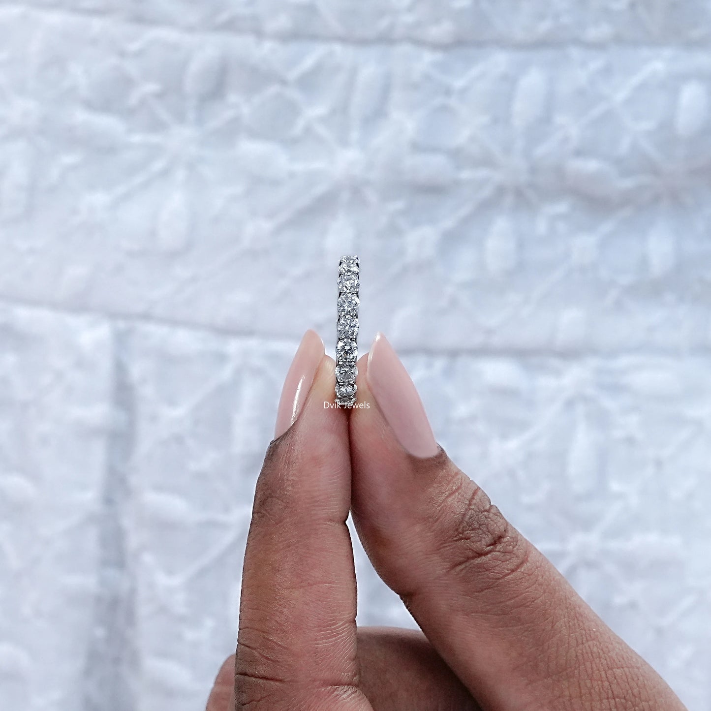Round Lab Diamond Eternity Wedding Band