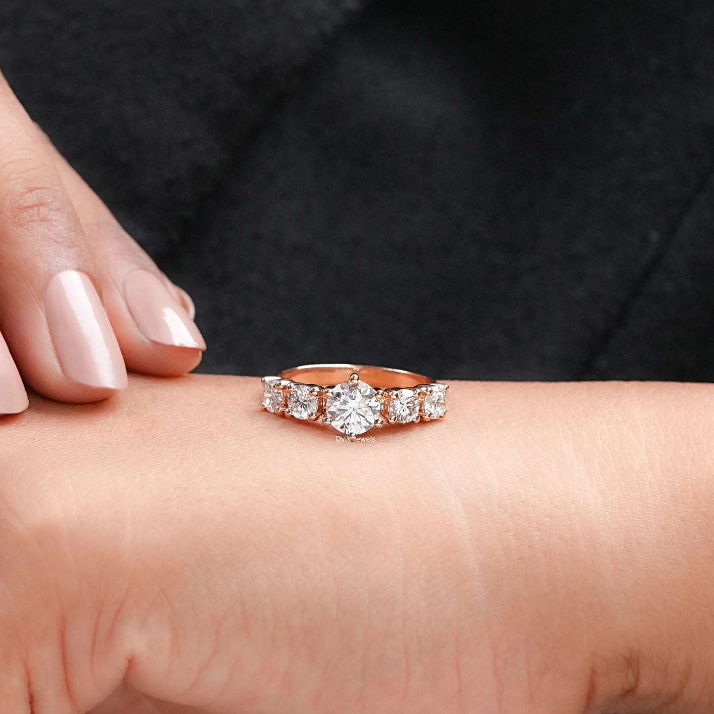 Five Stone Round Lab Grown Diamond Engagement Ring