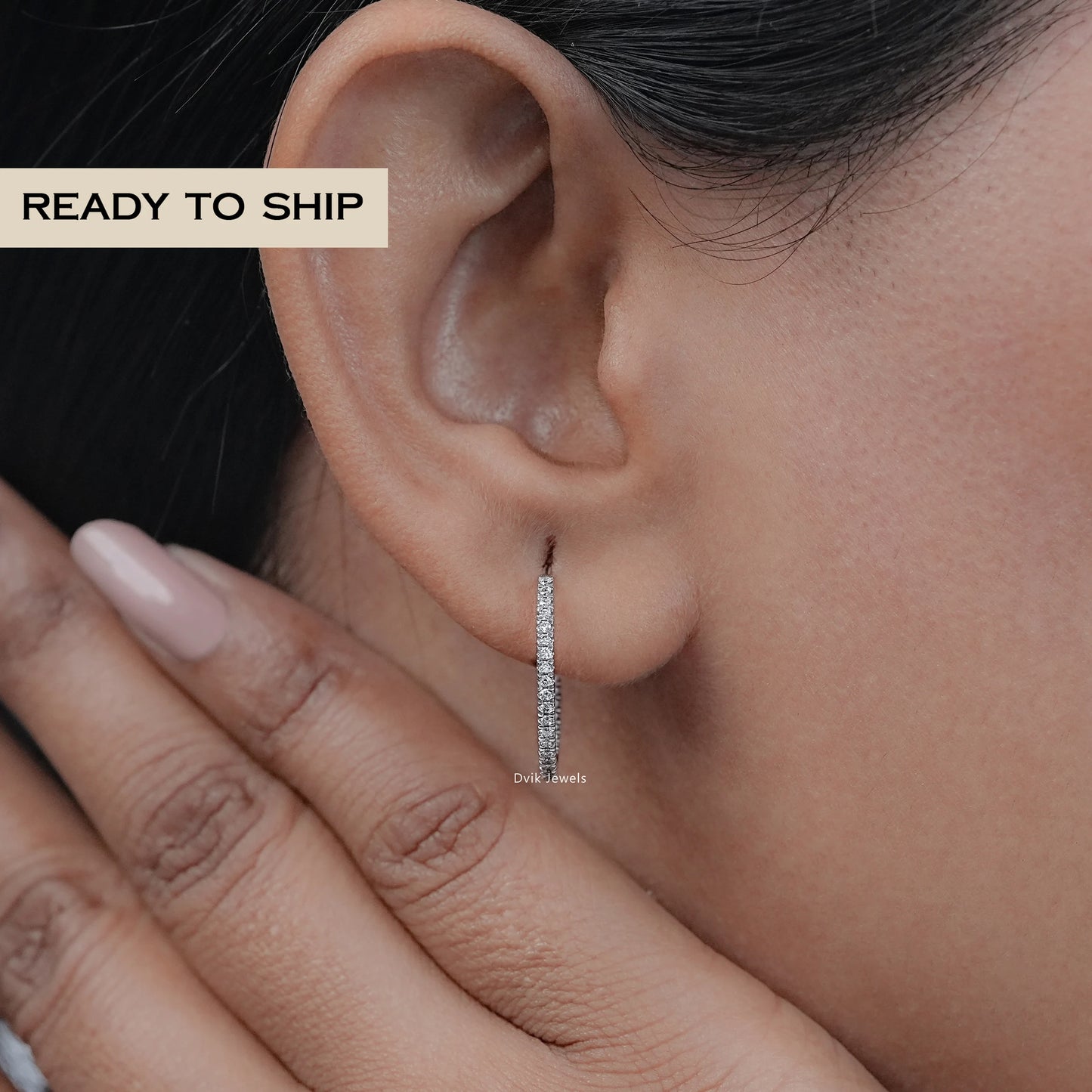 Dainty Round Diamond In-Out Hoop Earrings