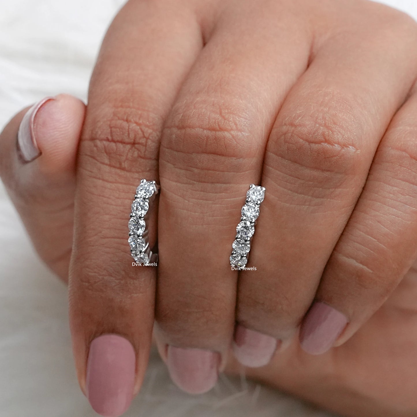 Round Lab Diamond Dainty Hoop Earrings