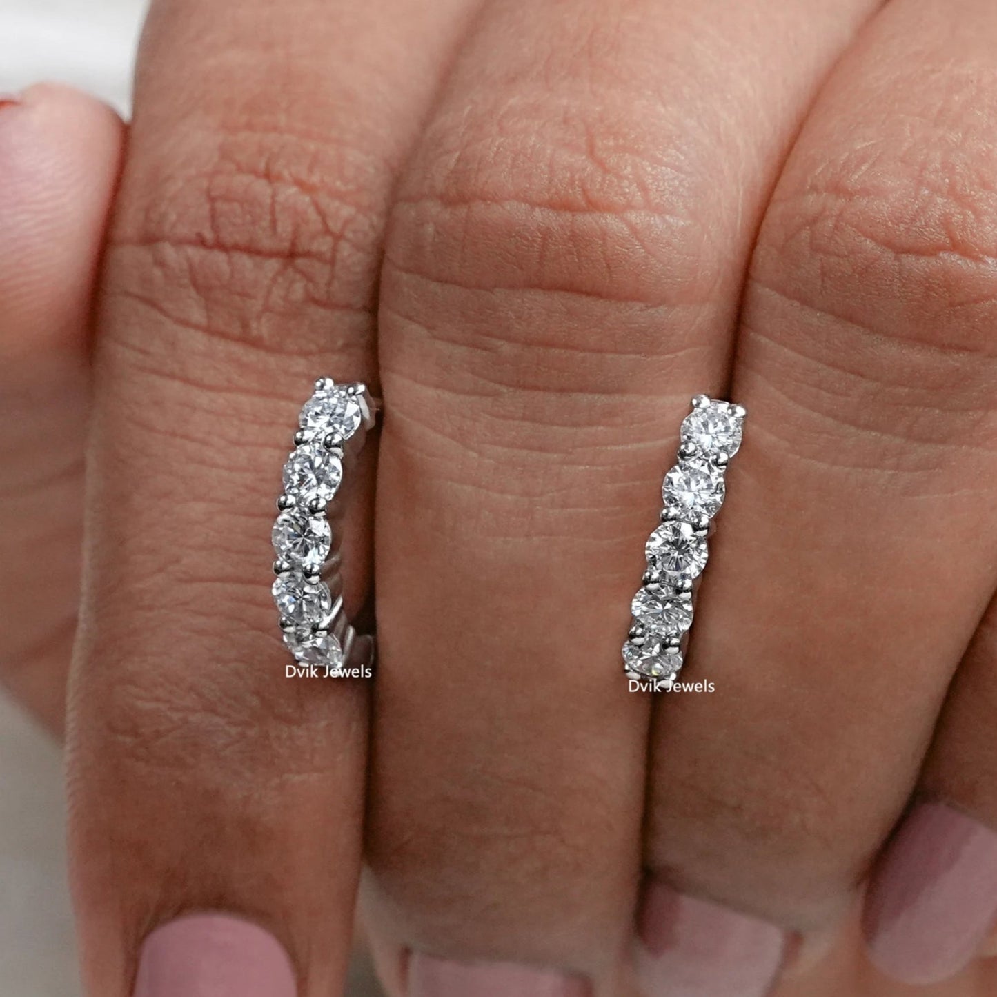 Round Lab Diamond Dainty Hoop Earrings