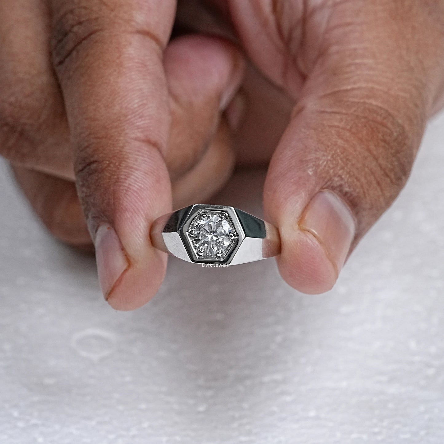 Bezel Set Round Cut Lab Diamond Men's Ring