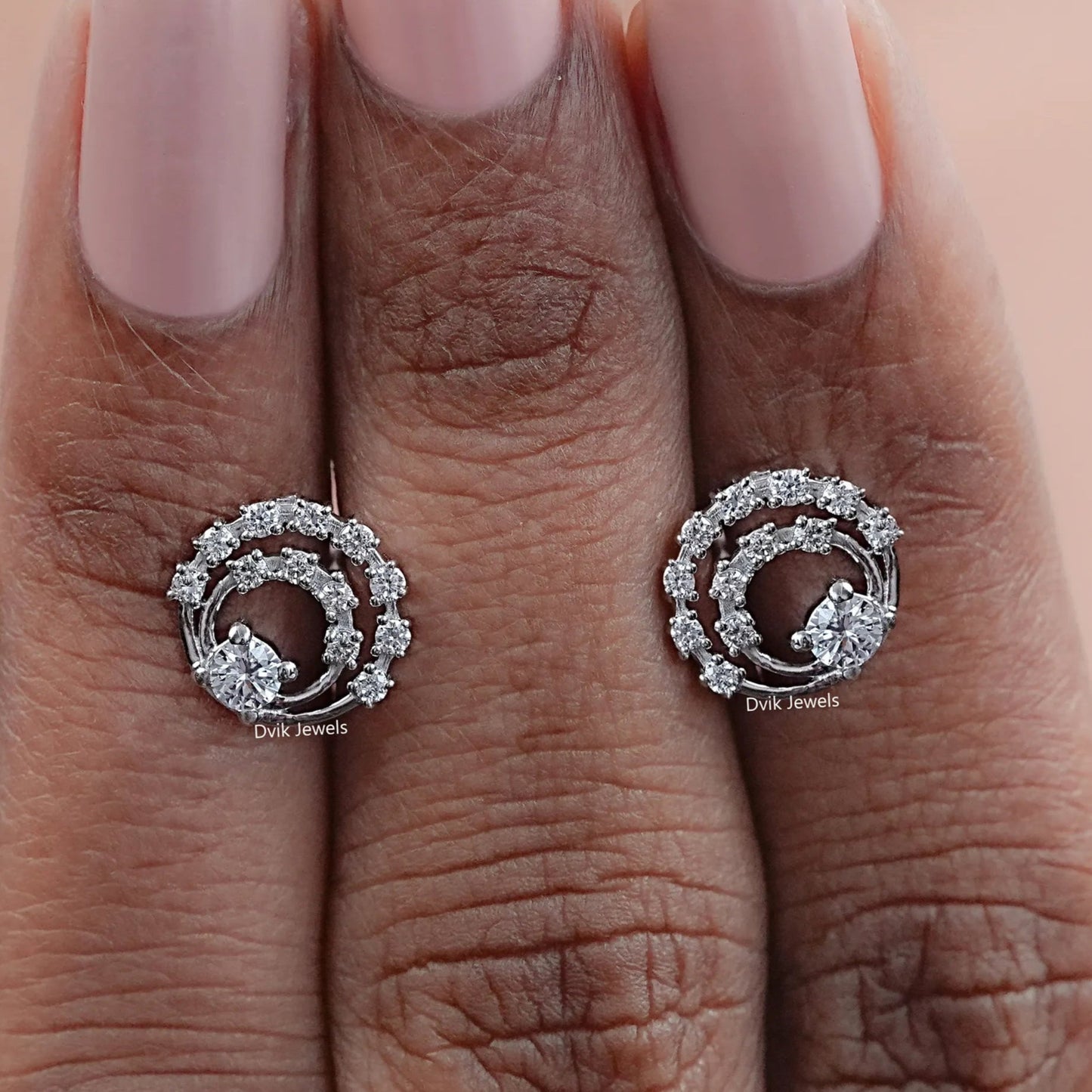 Round Lab Diamond Open Circle Dainty Earrings