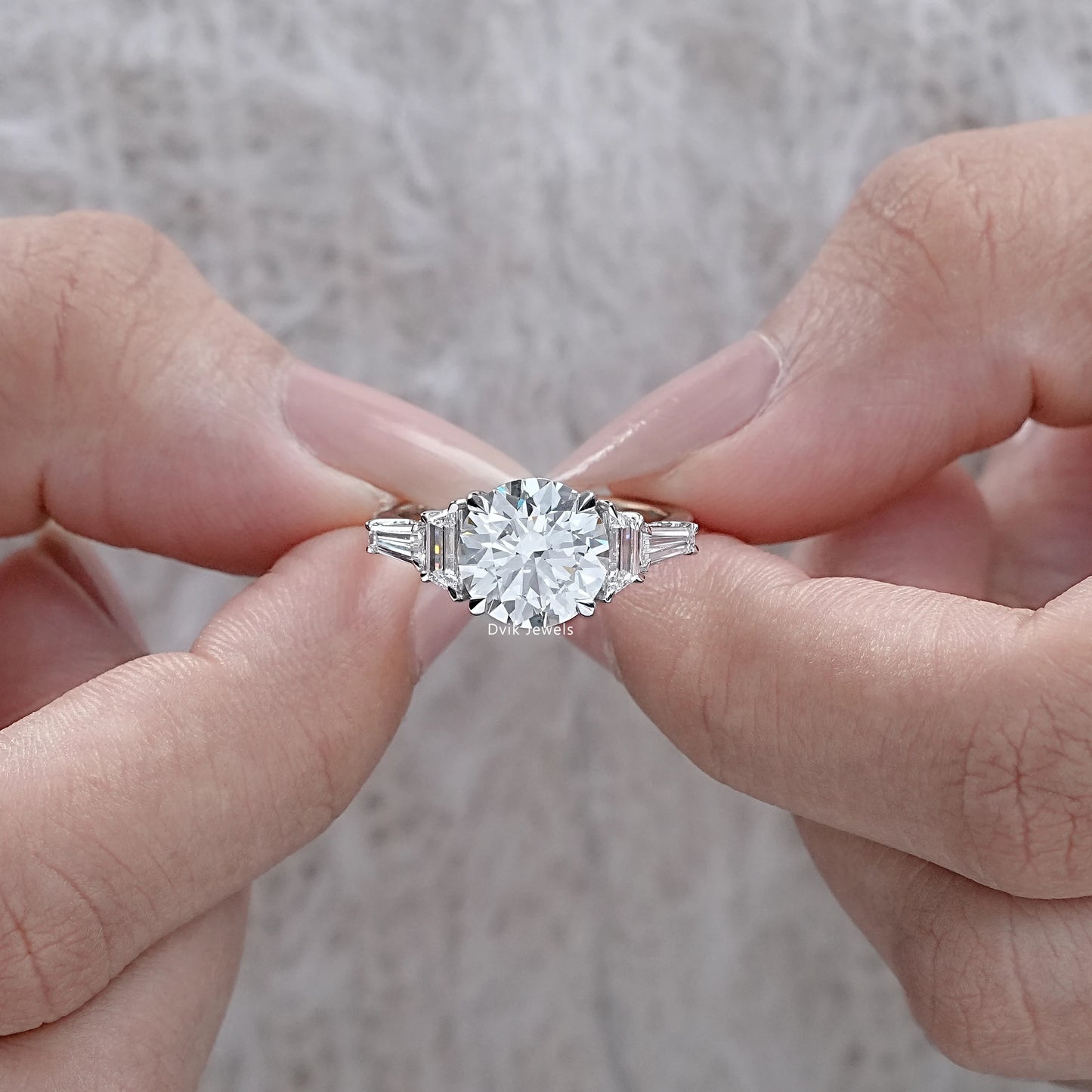 Trapezoid And Tapered Baguette Lab Diamond Five Stone Ring