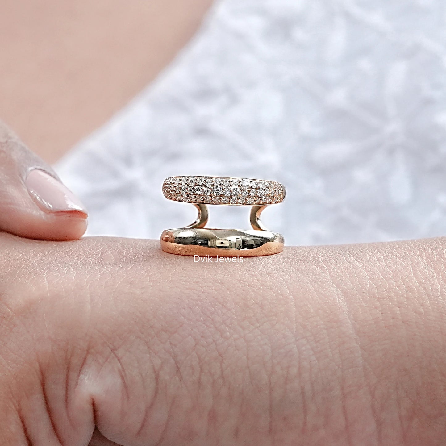 Round Lab Diamond Double Domed Ring