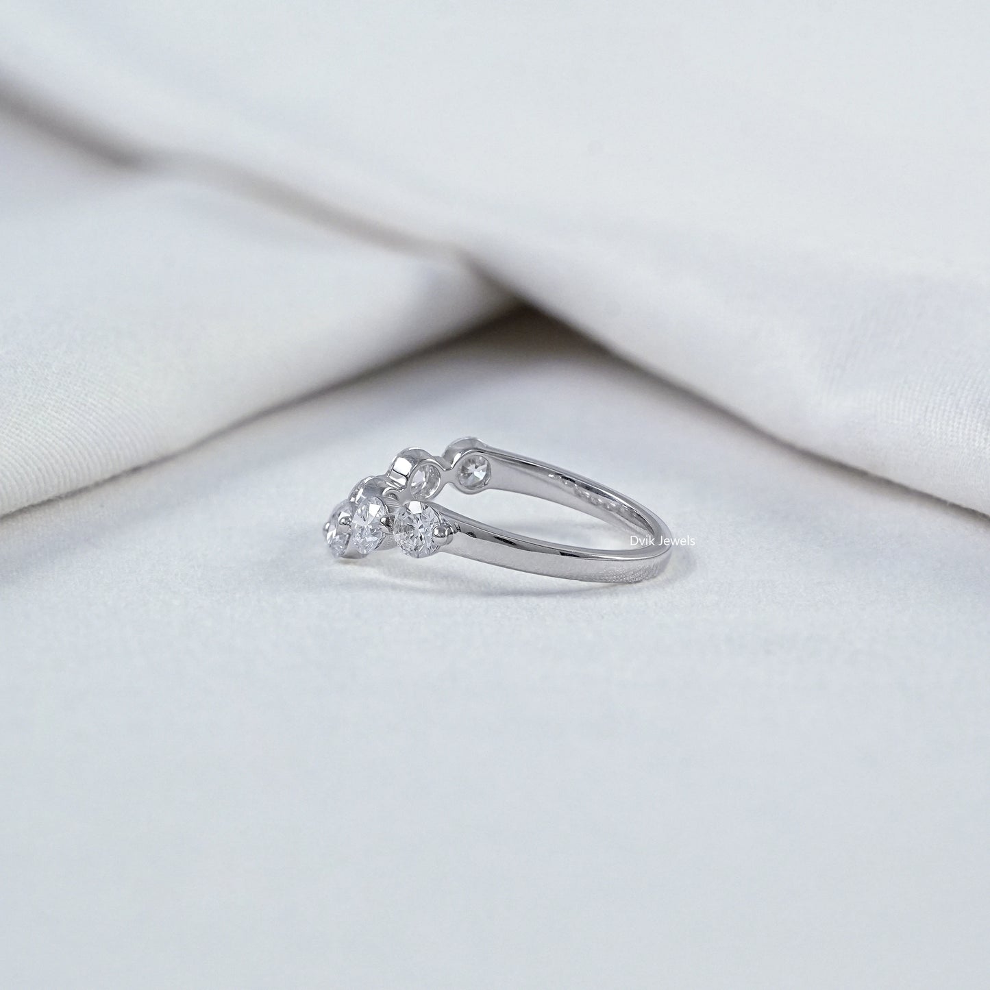 Round Lab Diamond Curved Wedding Band
