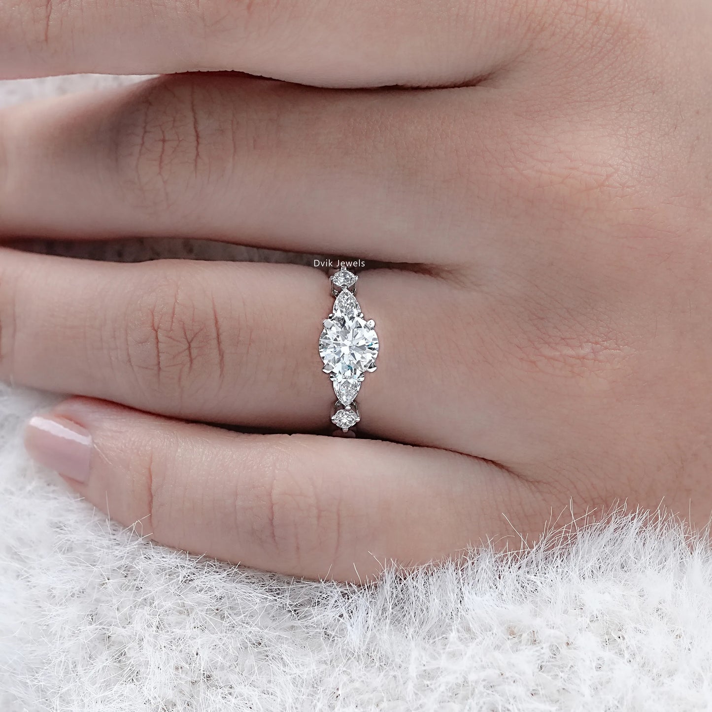 Round Cut Five Stone Engagement Ring