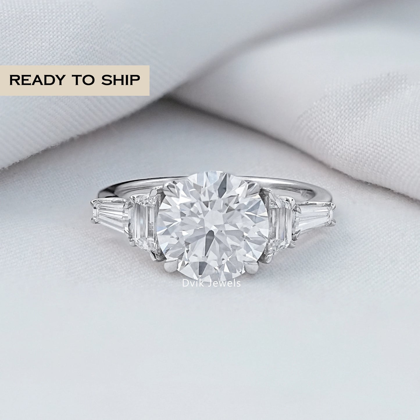 Trapezoid And Tapered Baguette Lab Diamond Five Stone Ring