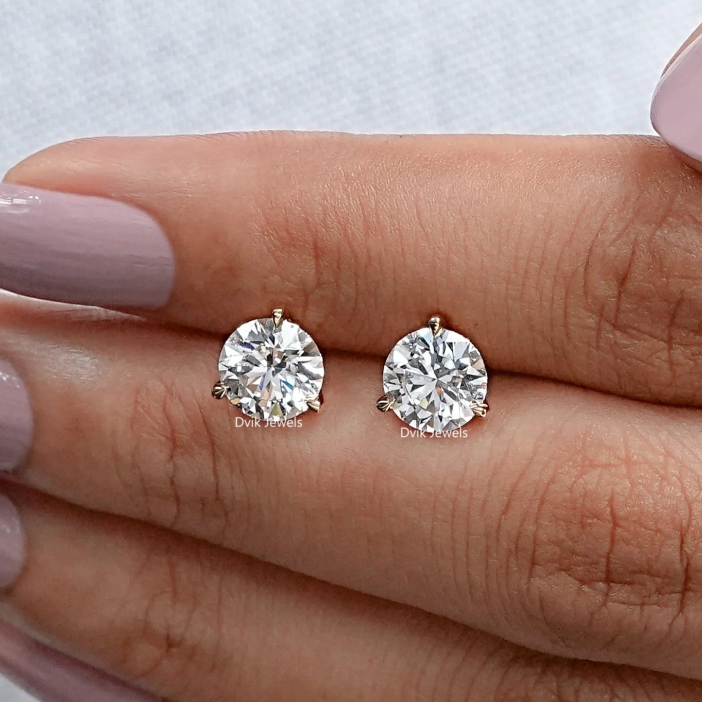 Round Cut Lab Grown Diamond Solitaire Stud Earrings