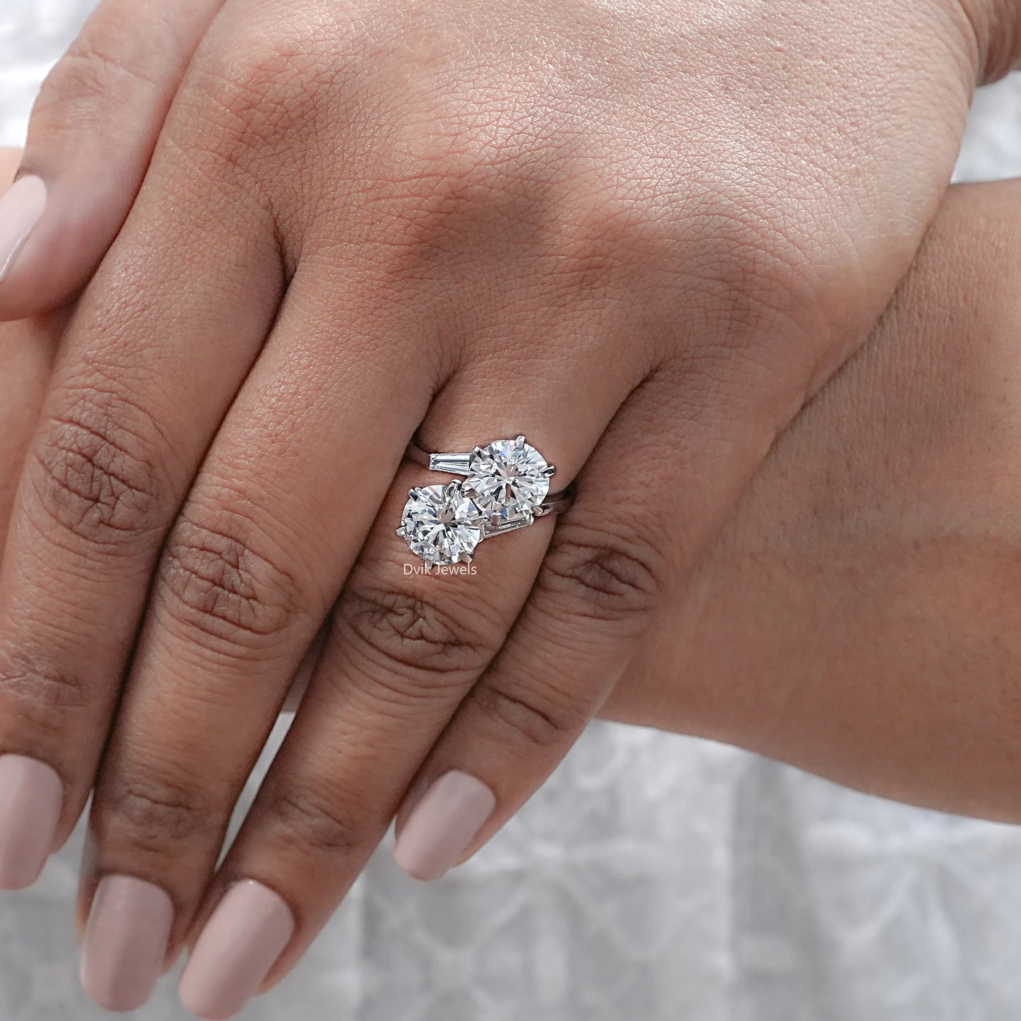 Round Cut Lab Diamond Bypass Anniversary Ring