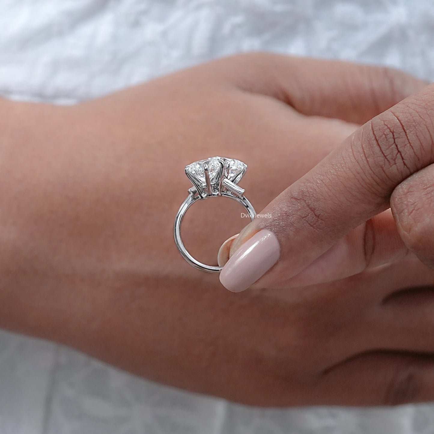 Round Cut Lab Diamond Bypass Anniversary Ring