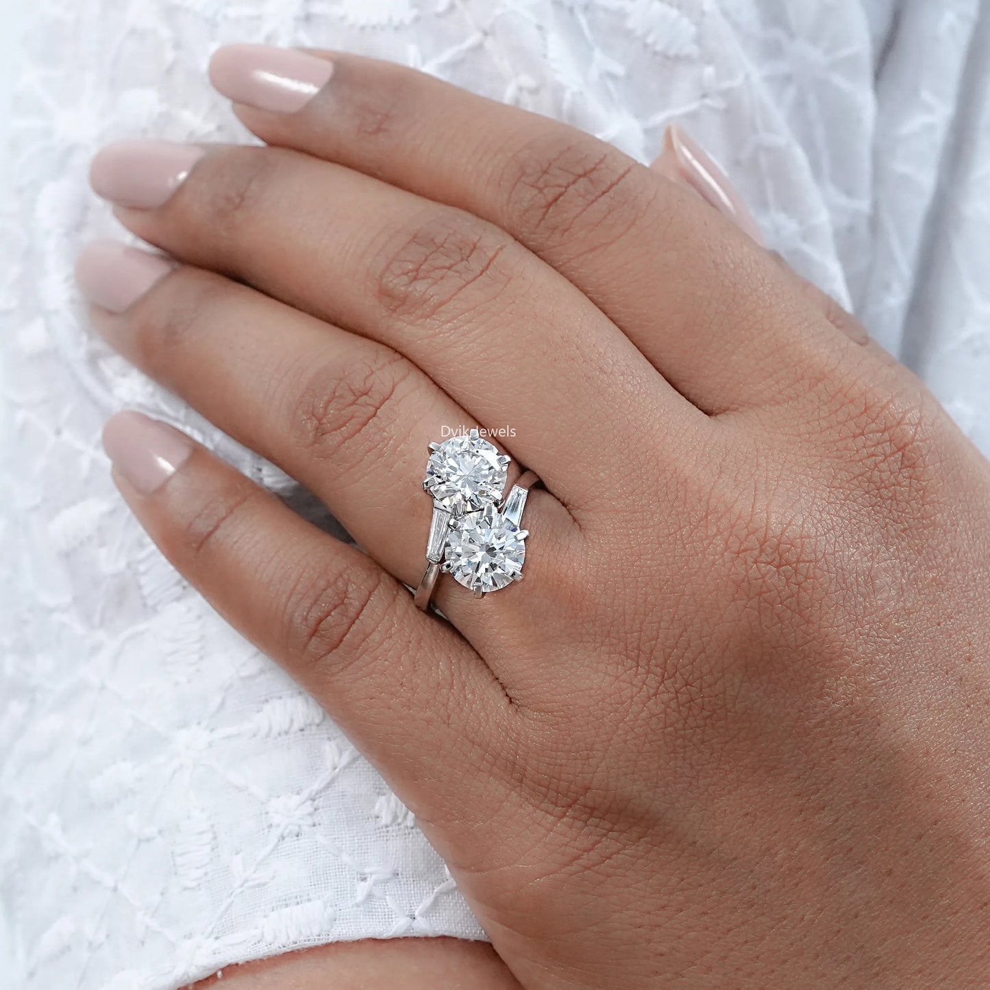 Round Cut Lab Diamond Bypass Anniversary Ring