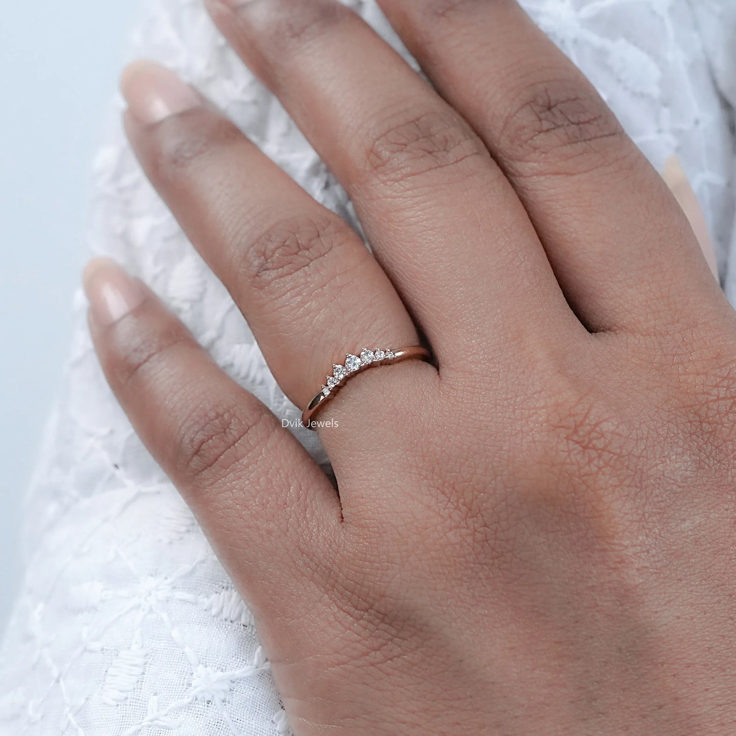 Round Cut Lab Diamond Seven Stone Wedding Band