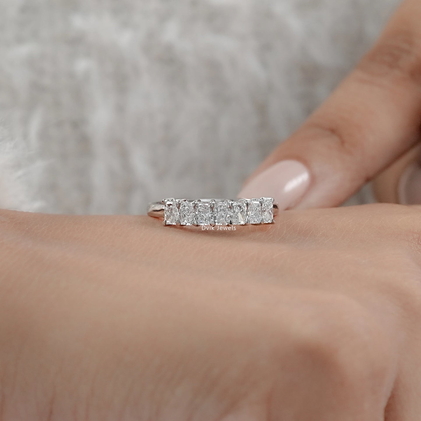 Radiant Cut Seven Stone Half Eternity Diamond Ring