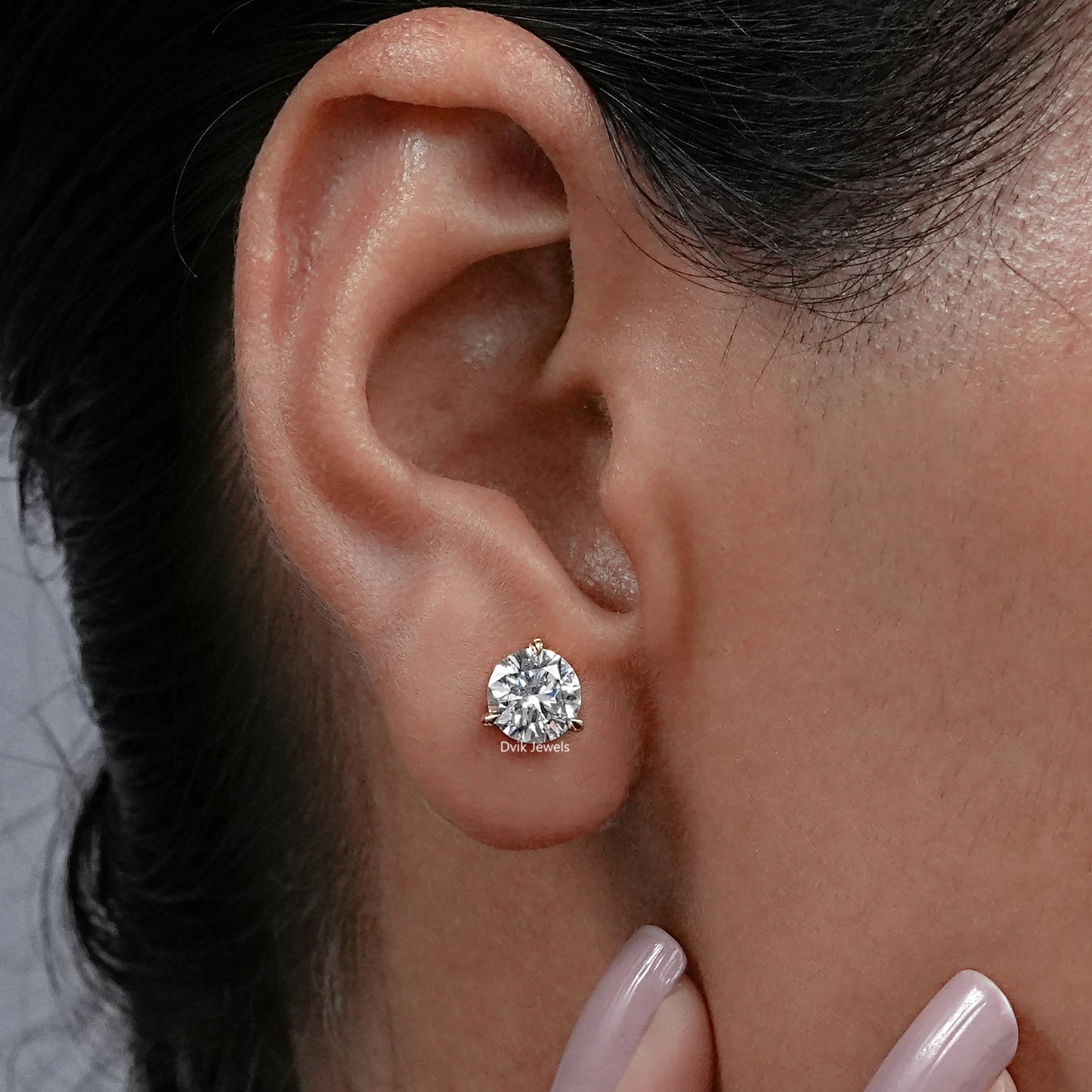 Round Cut Lab Grown Diamond Solitaire Stud Earrings