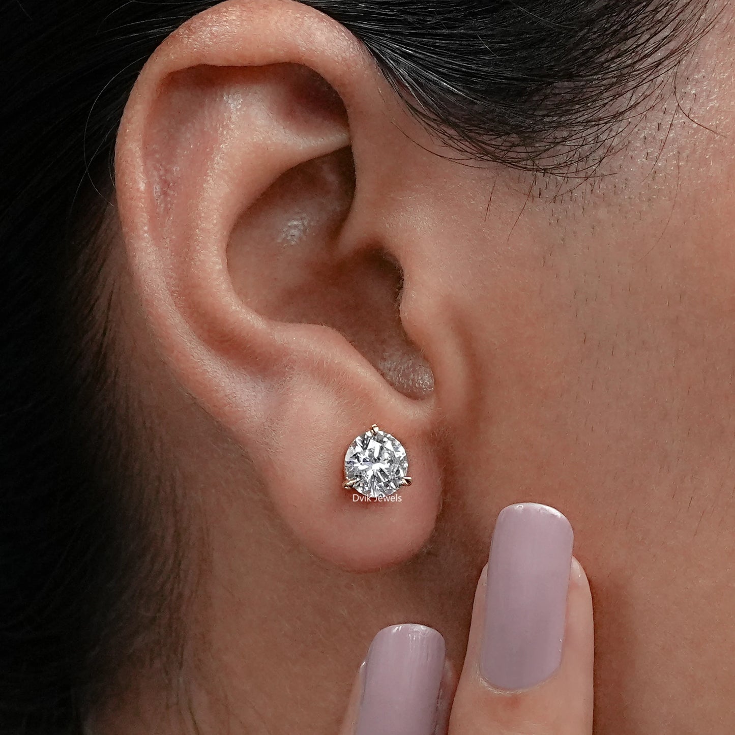 Round Cut Lab Grown Diamond Solitaire Stud Earrings