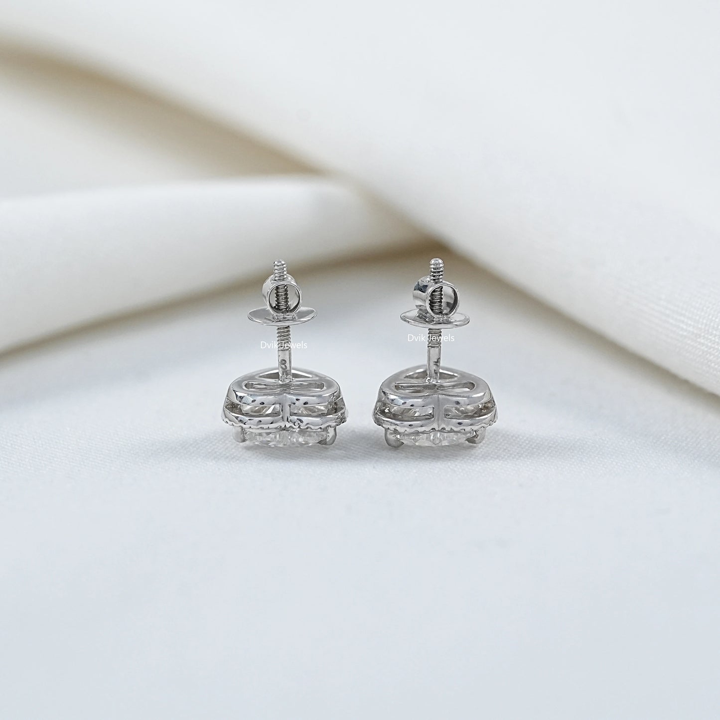 Heart Shaped Lab Diamond Halo Stud Earrings