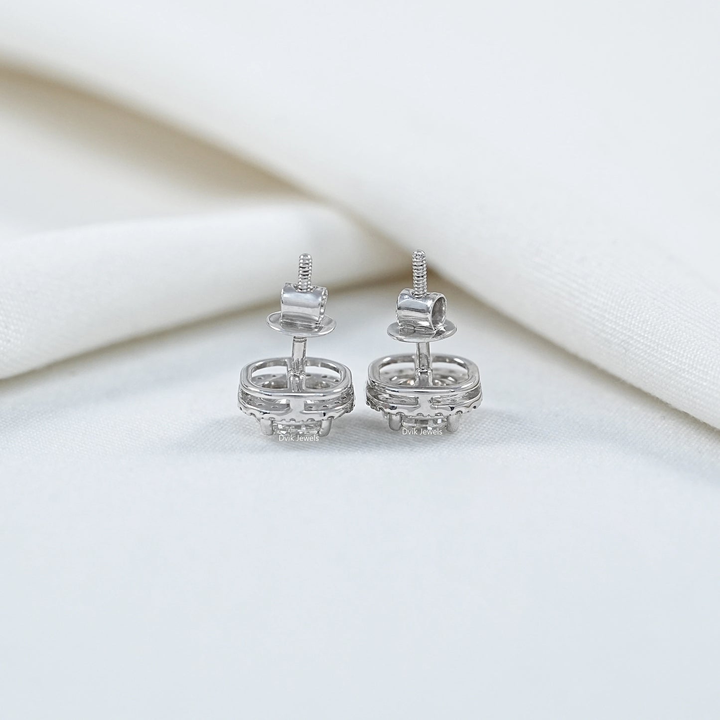 Round Cut Halo Diamond Stud Earrings