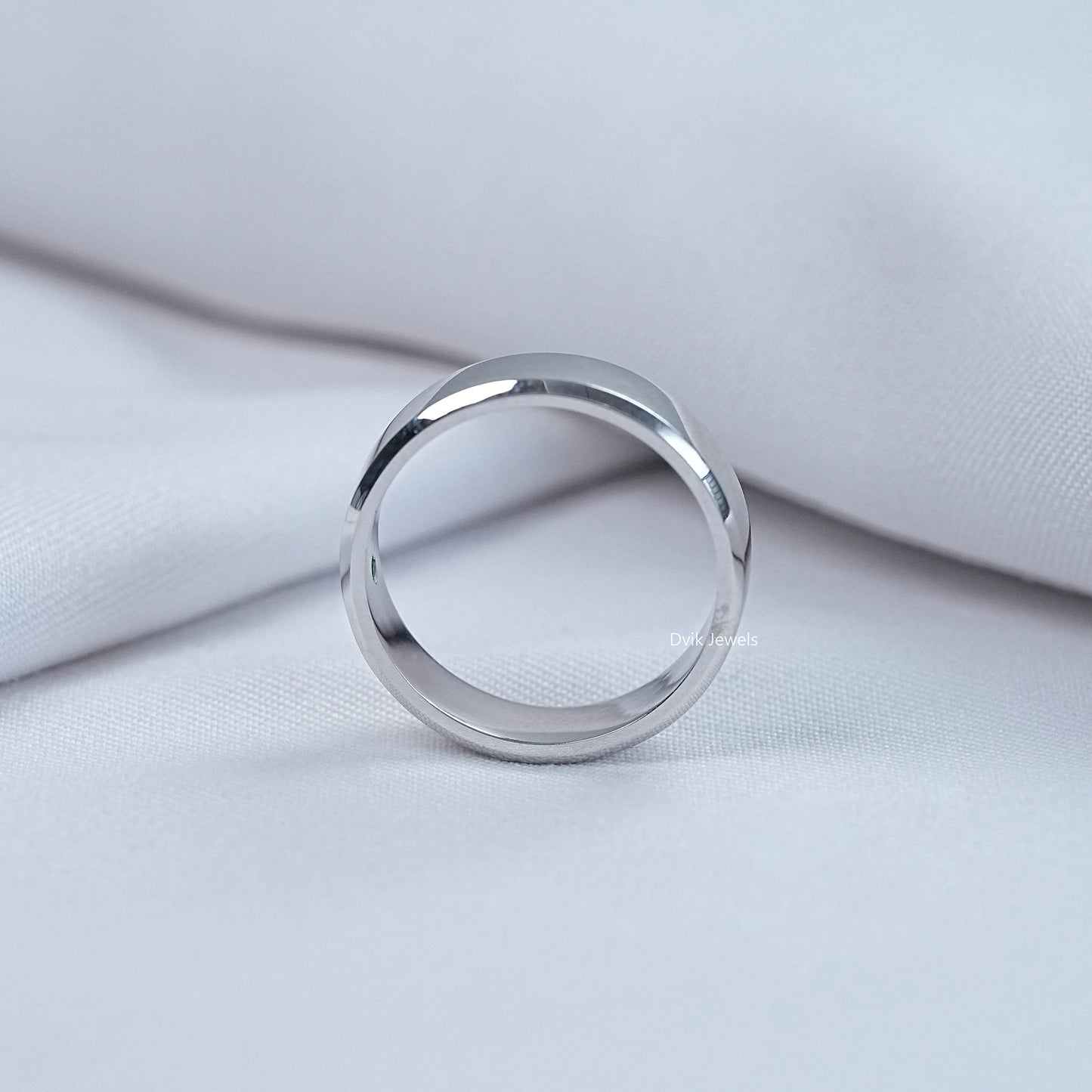 Solid Gold Hidden Birthstone Plain Men's Band