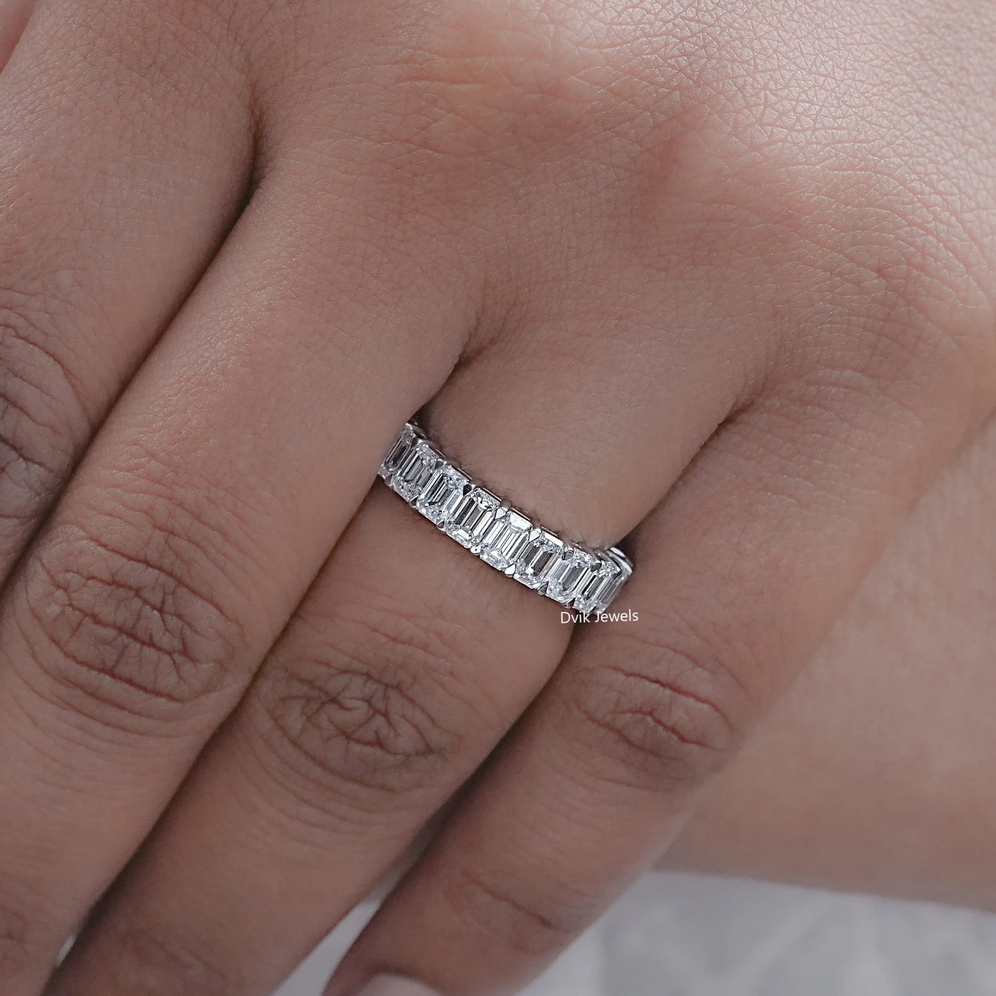Emerald Cut Lab Grown Diamond Eternity Band