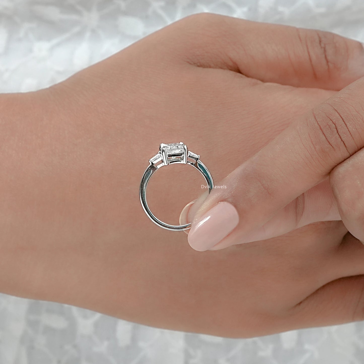 Radiant Cut Lab Grown Diamond Three Stone Ring