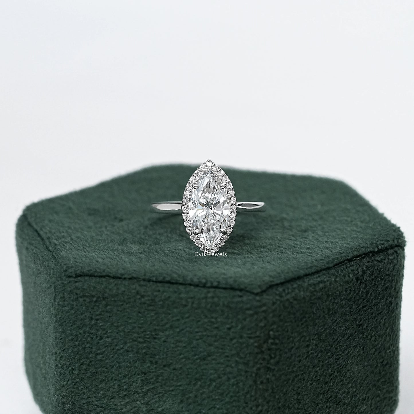 Classic Marquise Cut Halo Diamond Engagement Ring