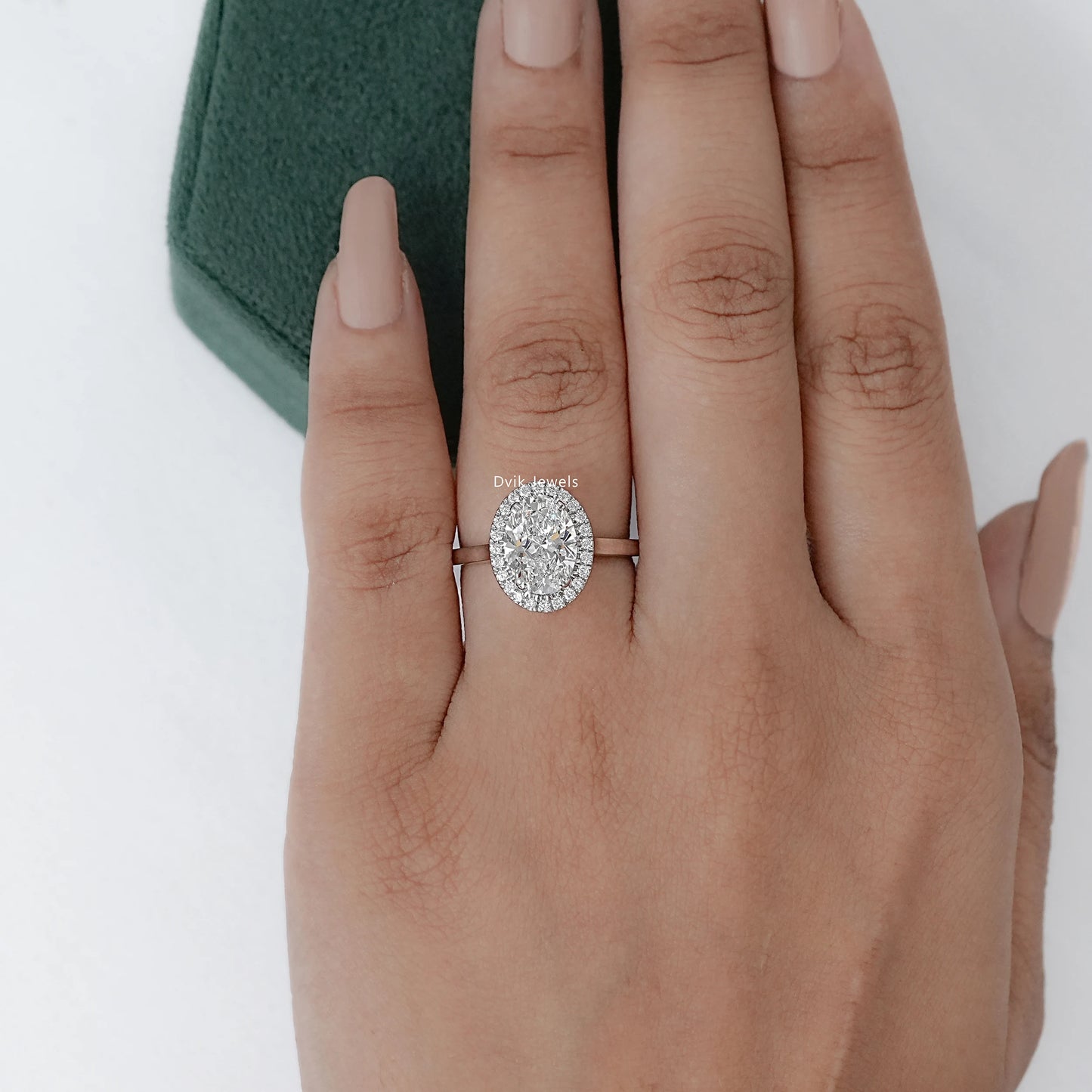 Classic Halo Style Oval Lab Diamond Ring