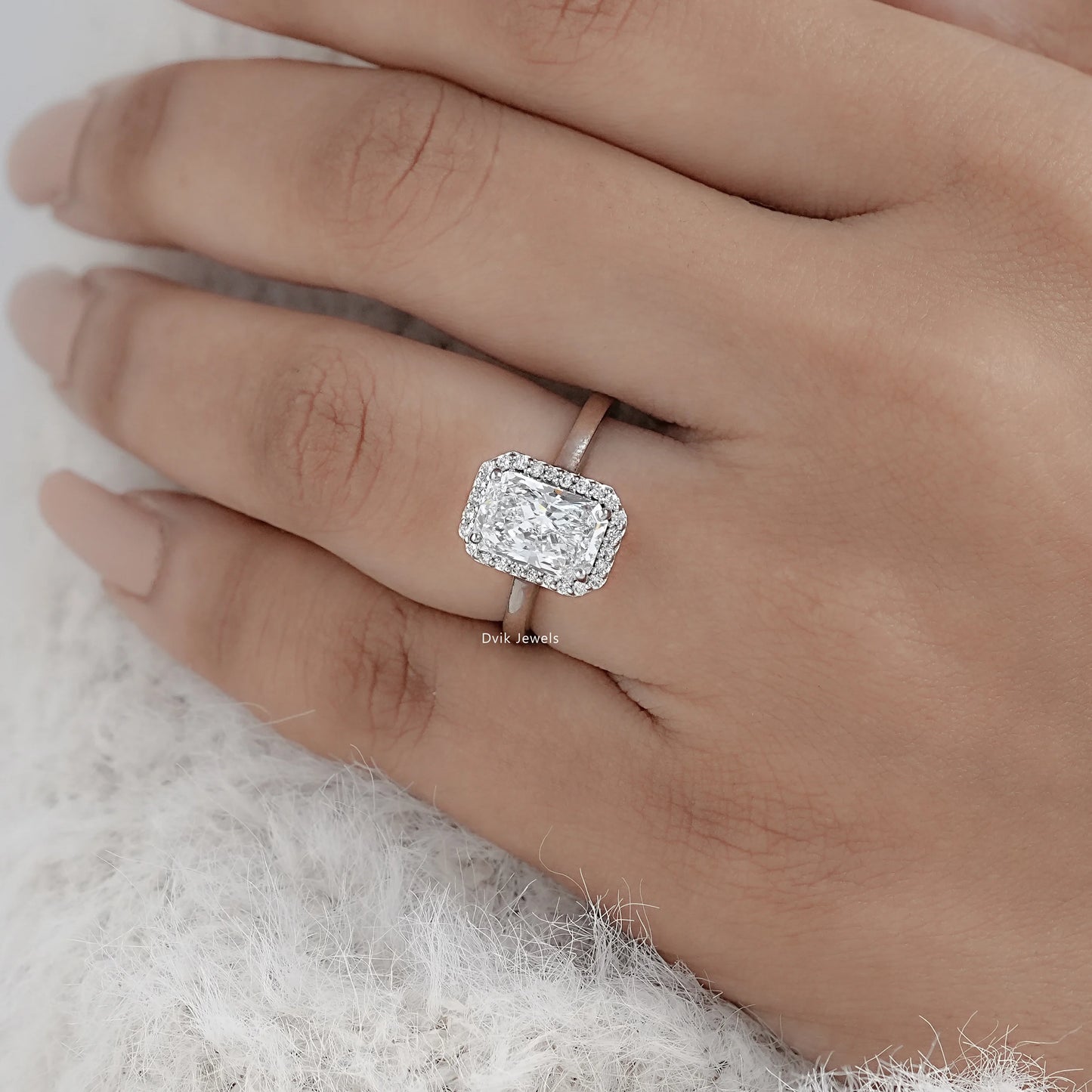 Radiant Lab Grown Halo Diamond Engagement Ring
