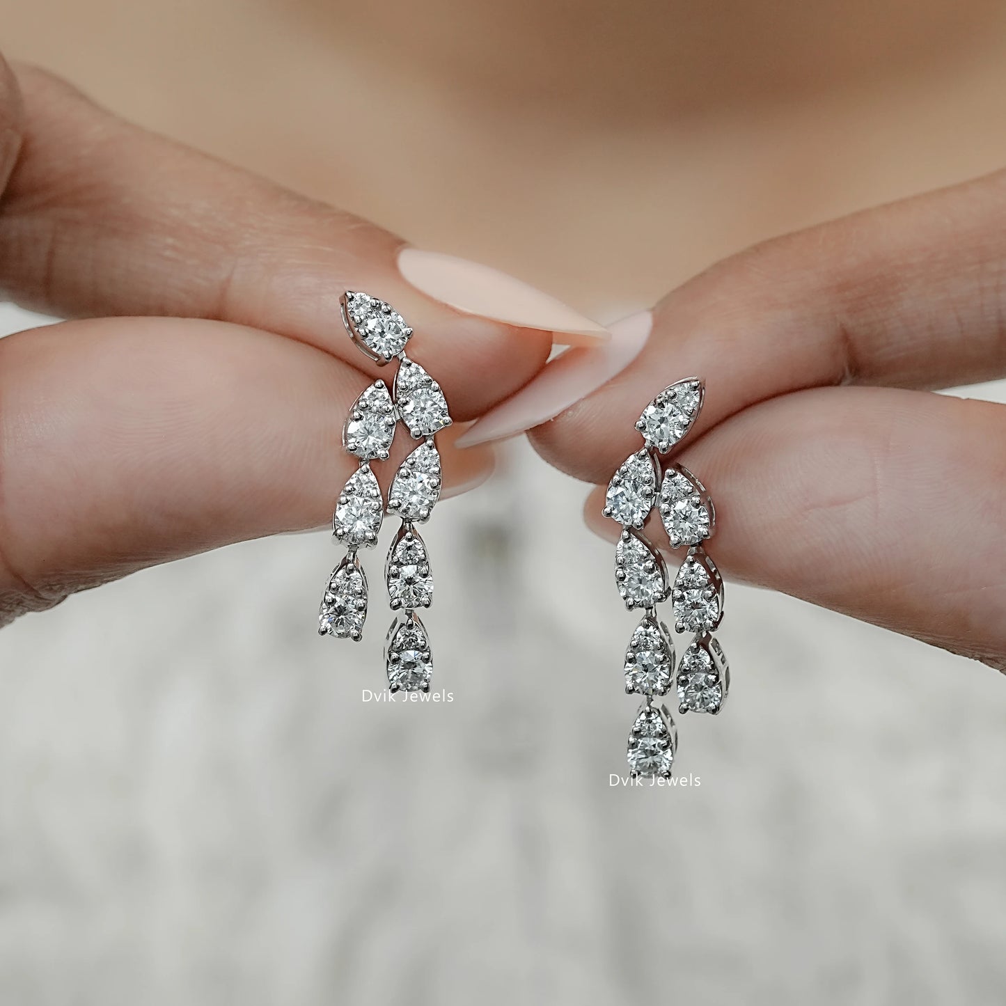 Teardrop Round Cut Lab Diamond Earrings