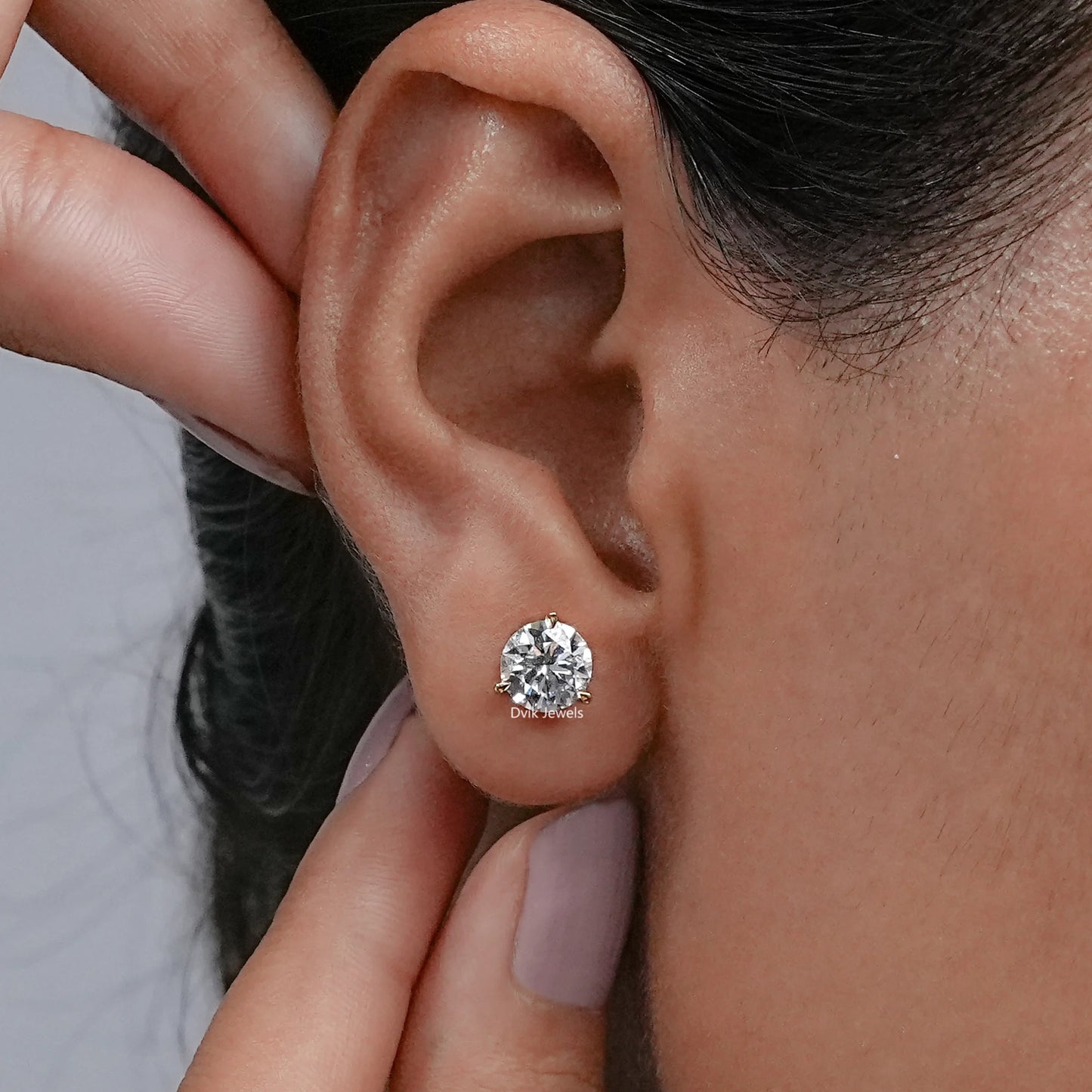 Round Cut Lab Grown Diamond Solitaire Stud Earrings