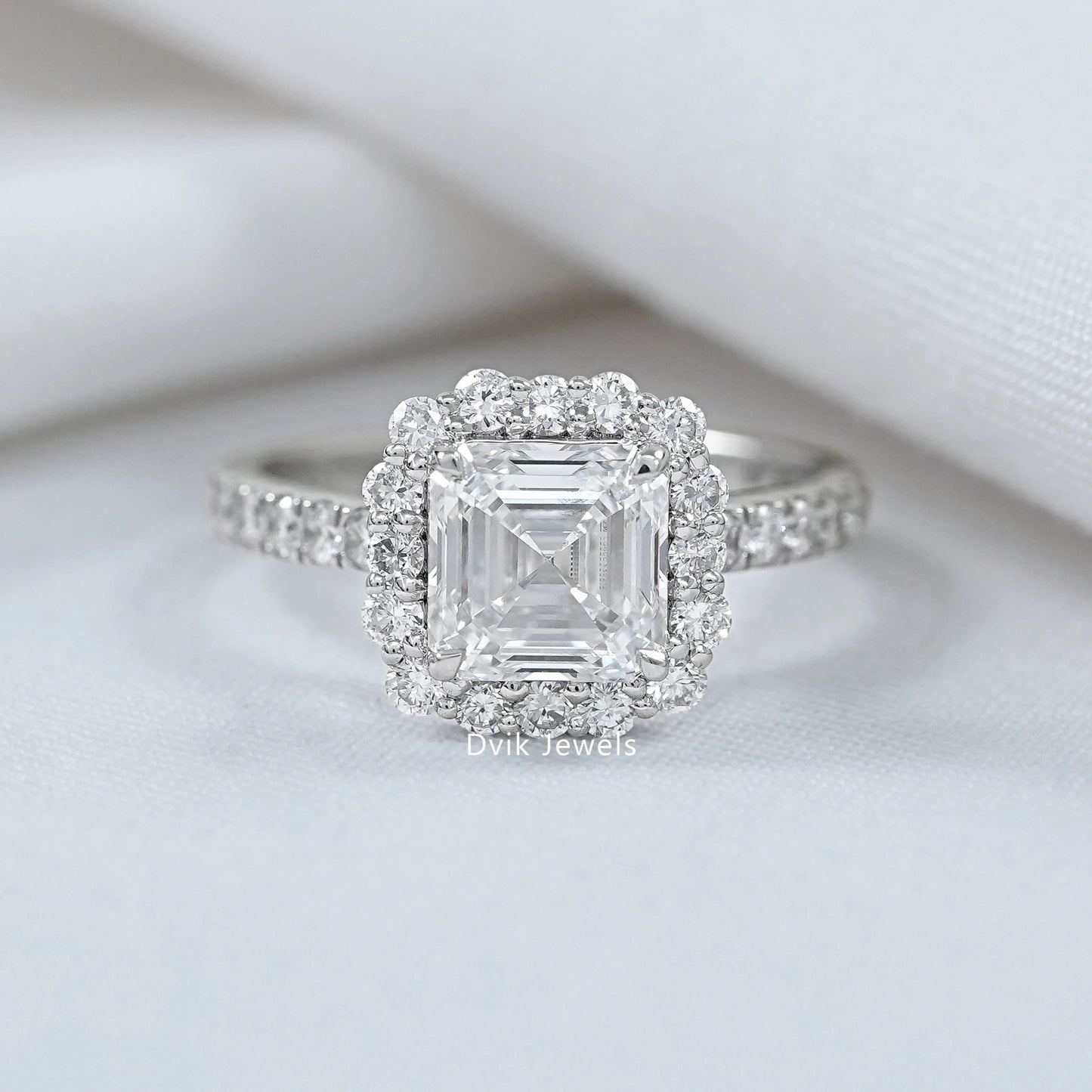 Square Emerald Cut Lab Diamond Engagement Ring